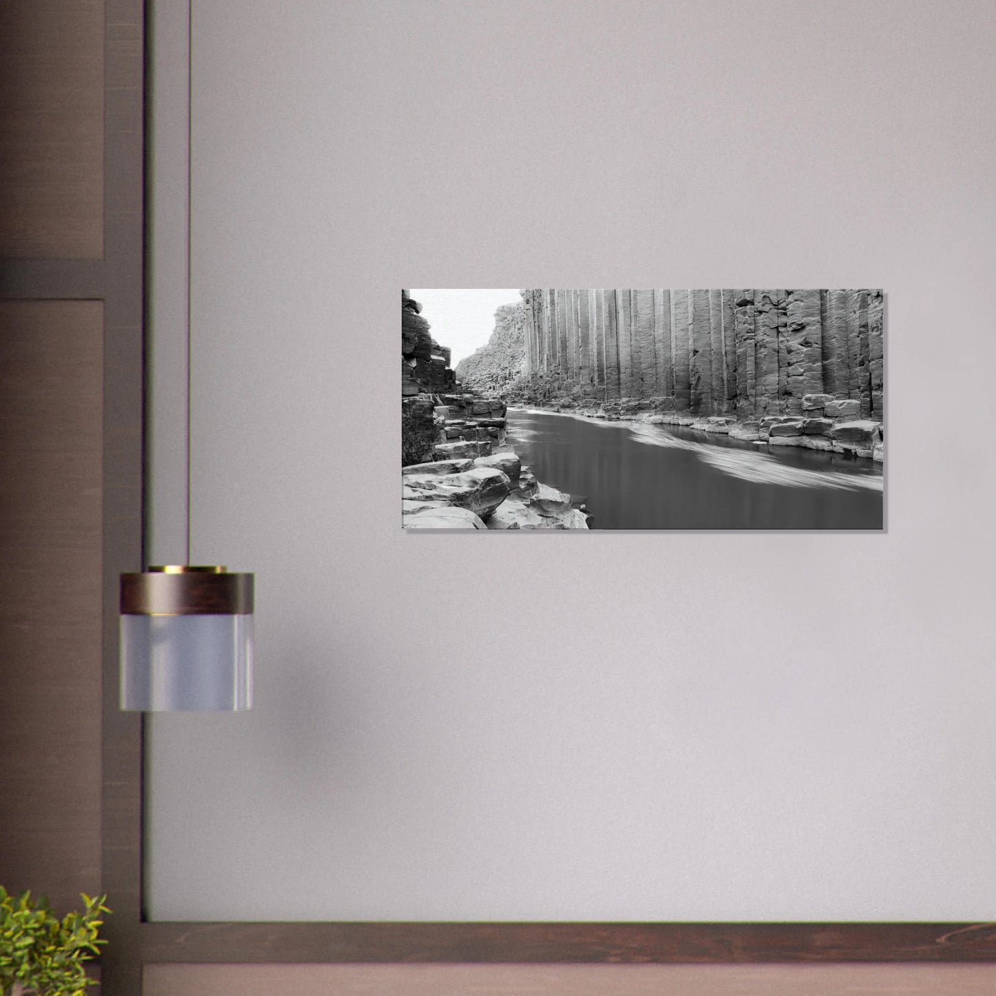 Studlagil Canyon black and white basalt columns canvas print Iceland