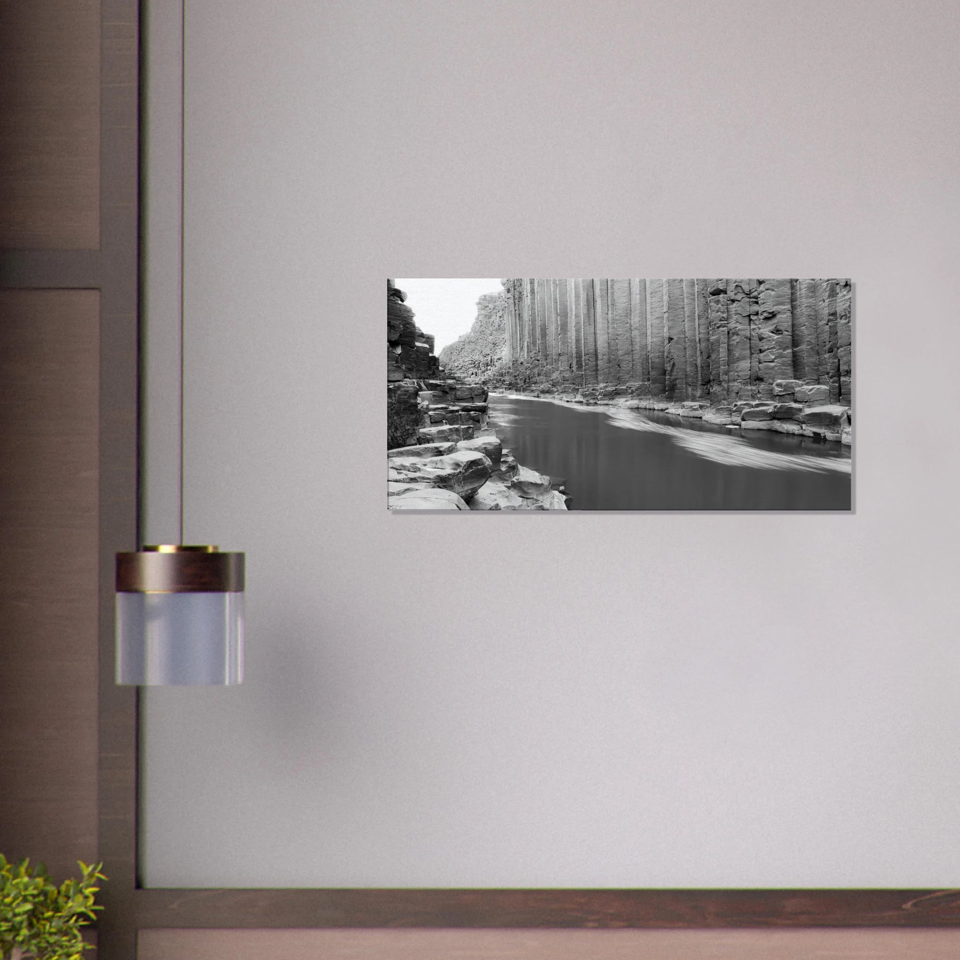 Studlagil Canyon black and white basalt columns canvas print Iceland