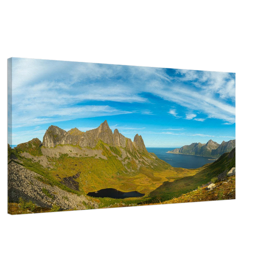 Panoramic view from Mount Hesten Senja Norway canvas print