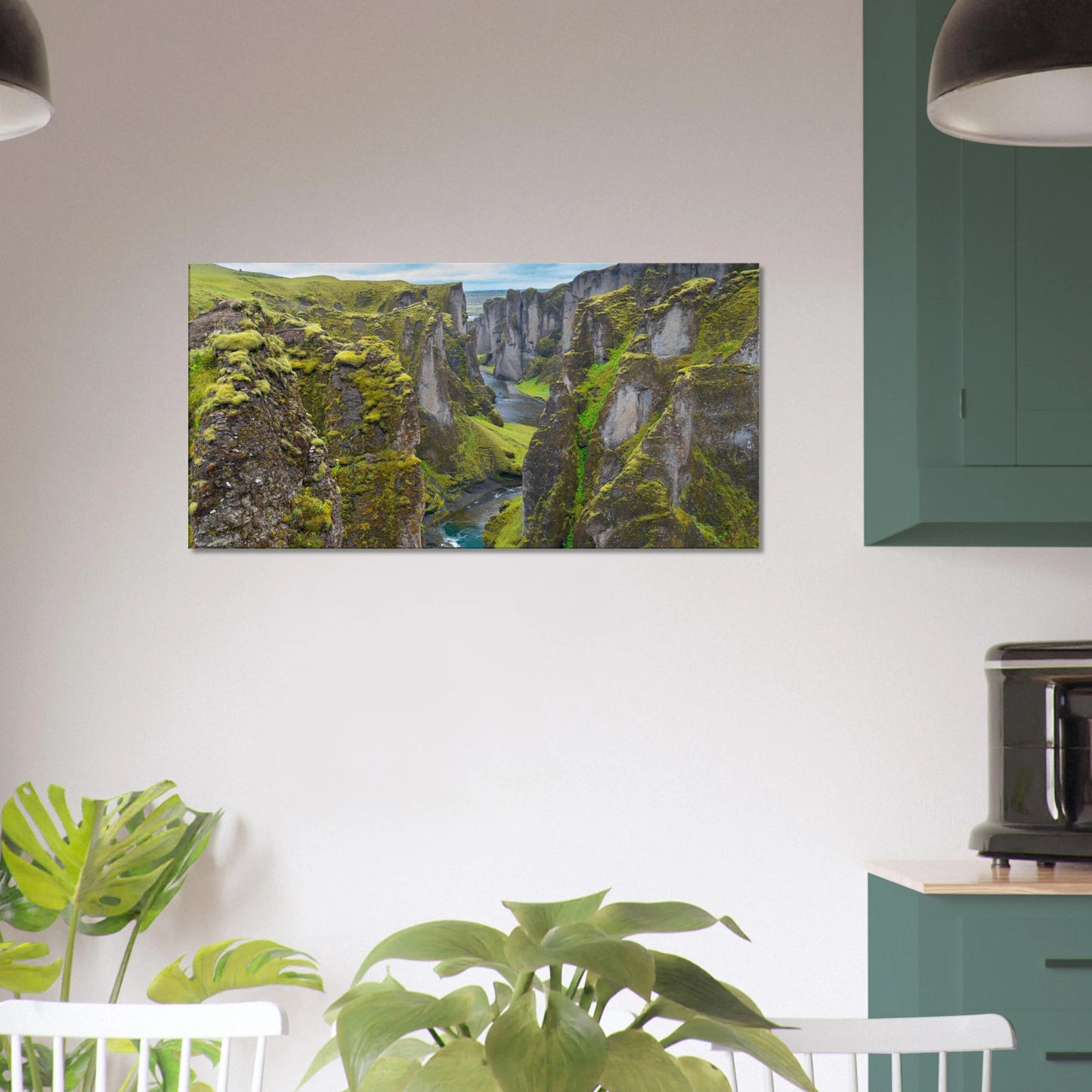 Fjadrargljufur Canyon Canvas Print – Iceland Green Gorge Wall Art