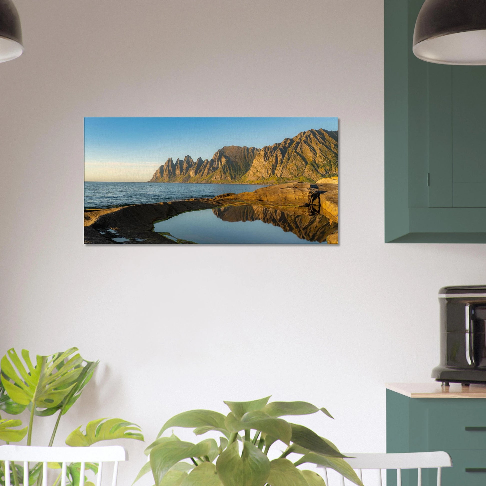 Oksenhornane reflection Senja Norway fjord canvas print
