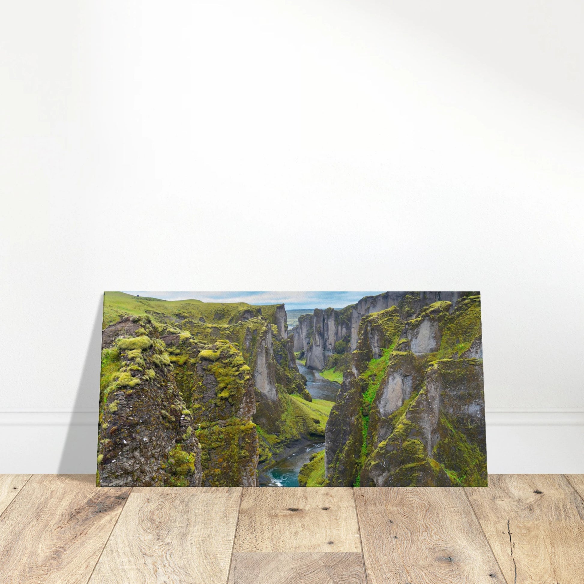 Fjadrargljufur Canyon Canvas Print – Iceland Green Gorge Wall Art