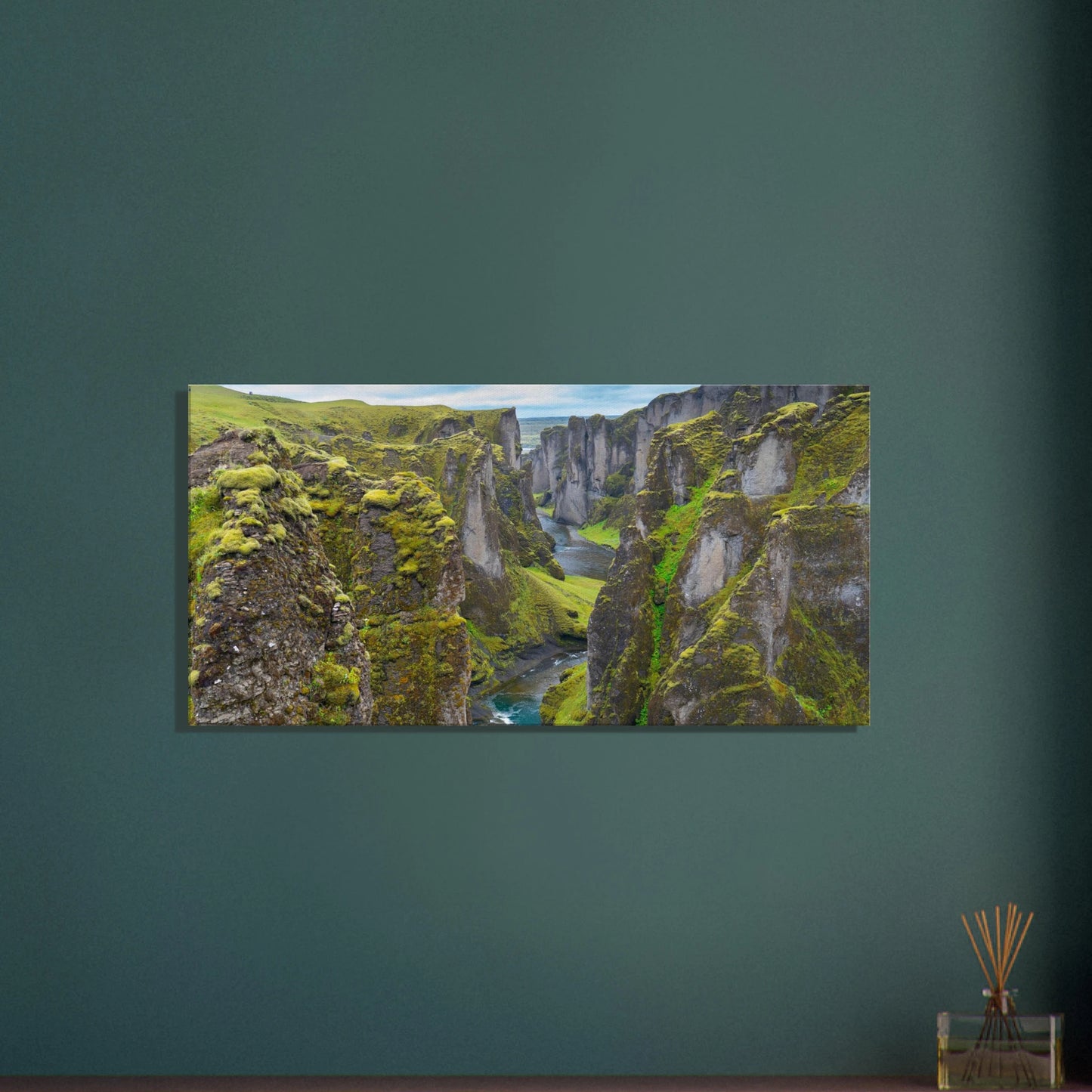 Fjadrargljufur Canyon Canvas Print – Iceland Green Gorge Wall Art