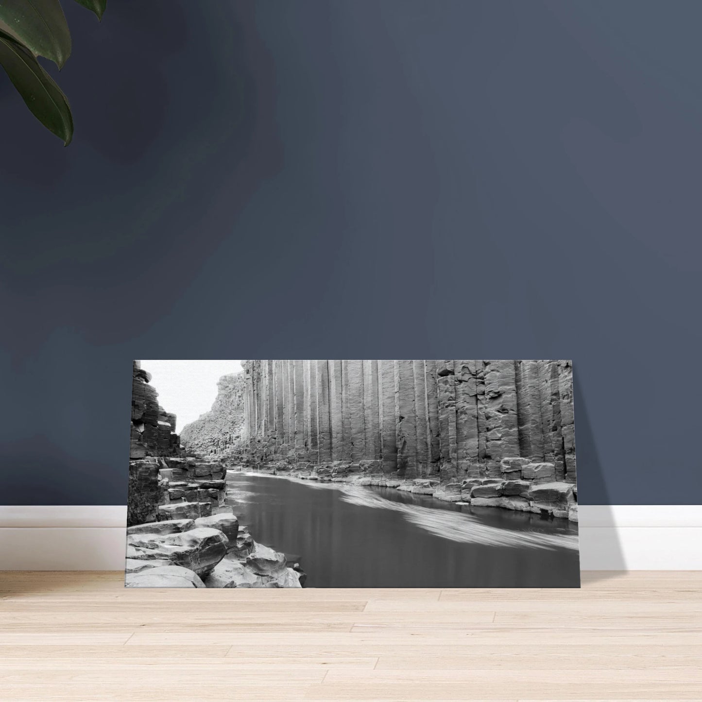 Studlagil Canyon black and white basalt columns canvas print Iceland