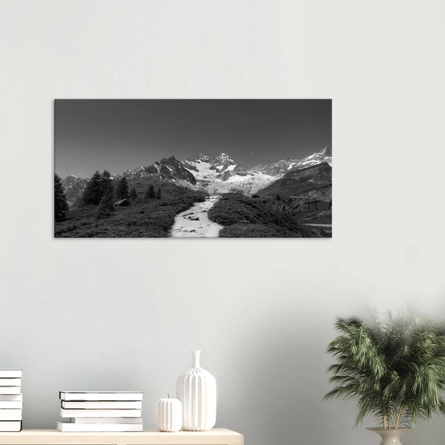 Matterhorn black and white panoramic canvas print Zermatt Switzerland
