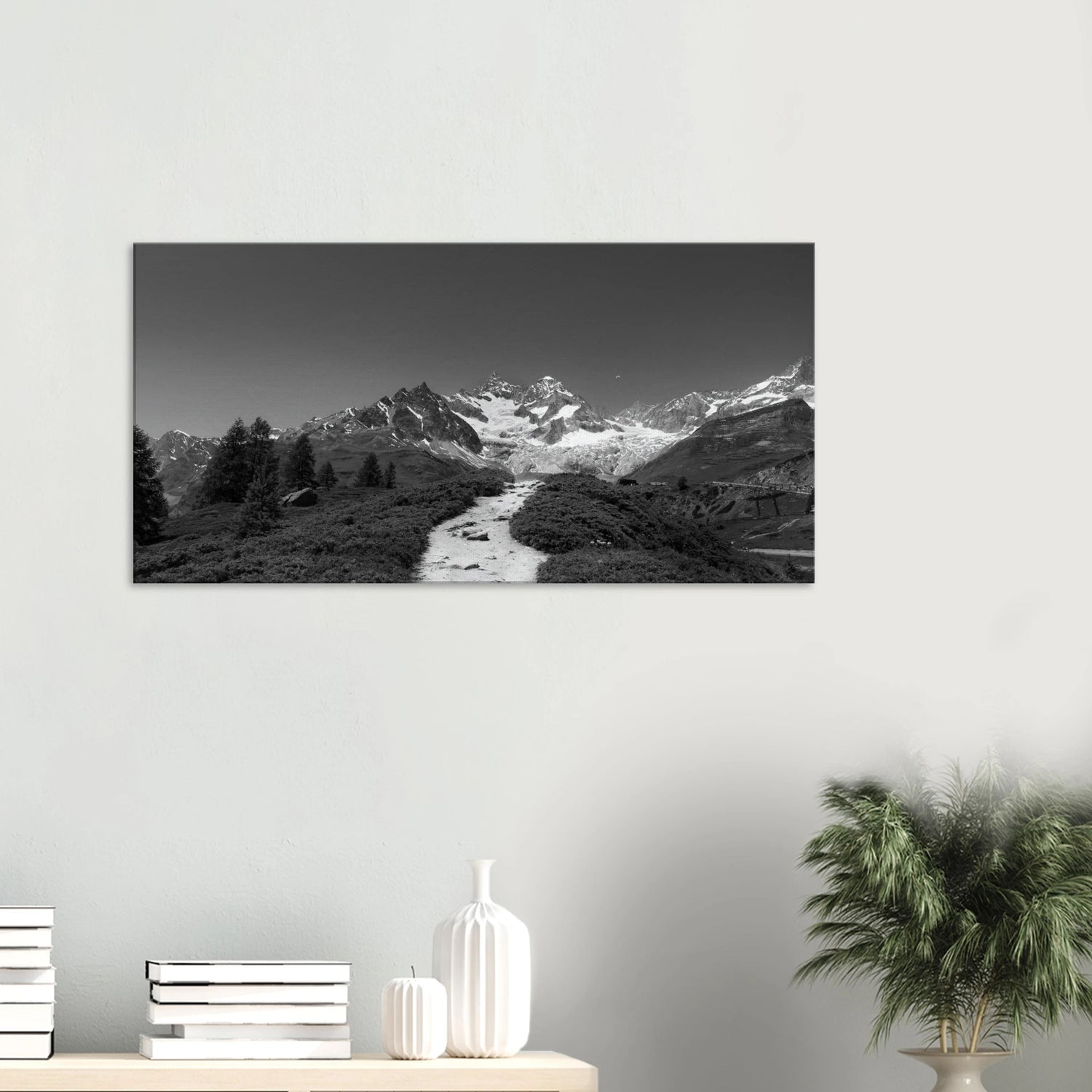Matterhorn black and white panoramic canvas print Zermatt Switzerland
