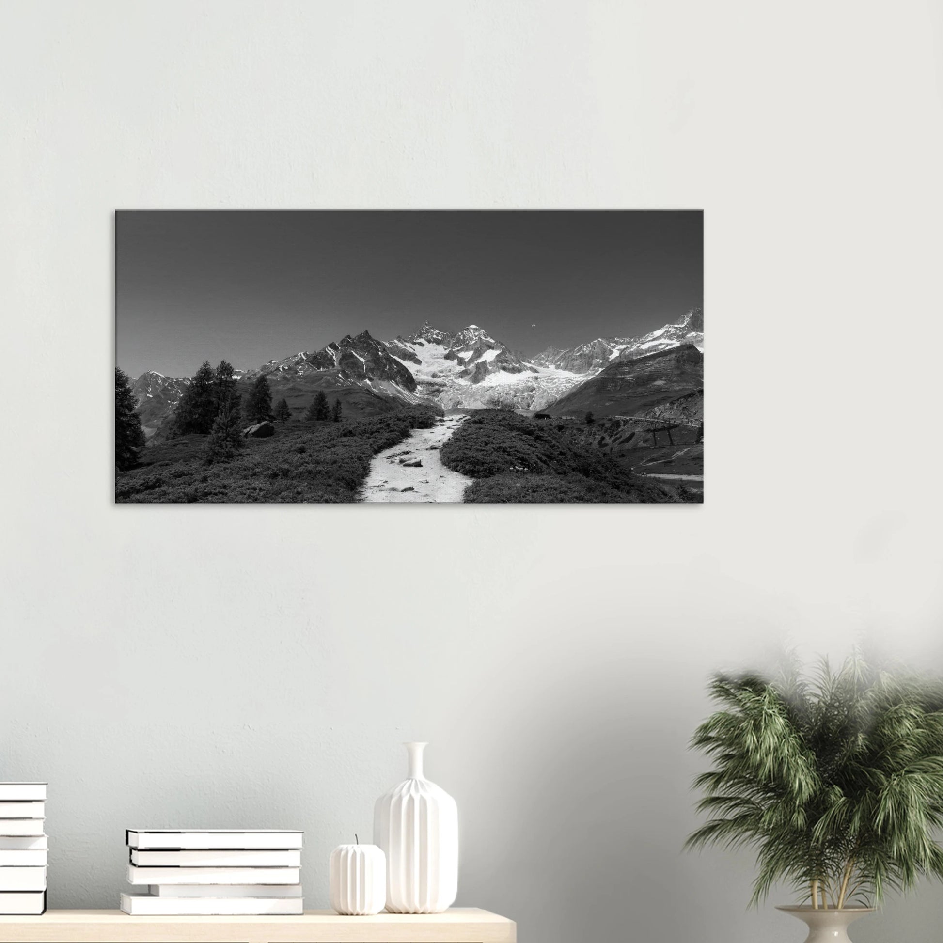 Matterhorn black and white panoramic canvas print Zermatt Switzerland