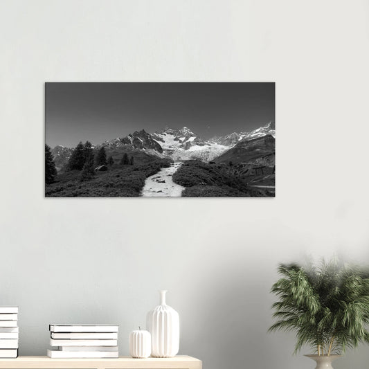 Matterhorn black and white panoramic canvas print Zermatt Switzerland
