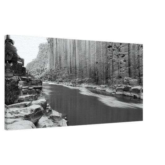 Studlagil Canyon black and white basalt columns canvas print Iceland