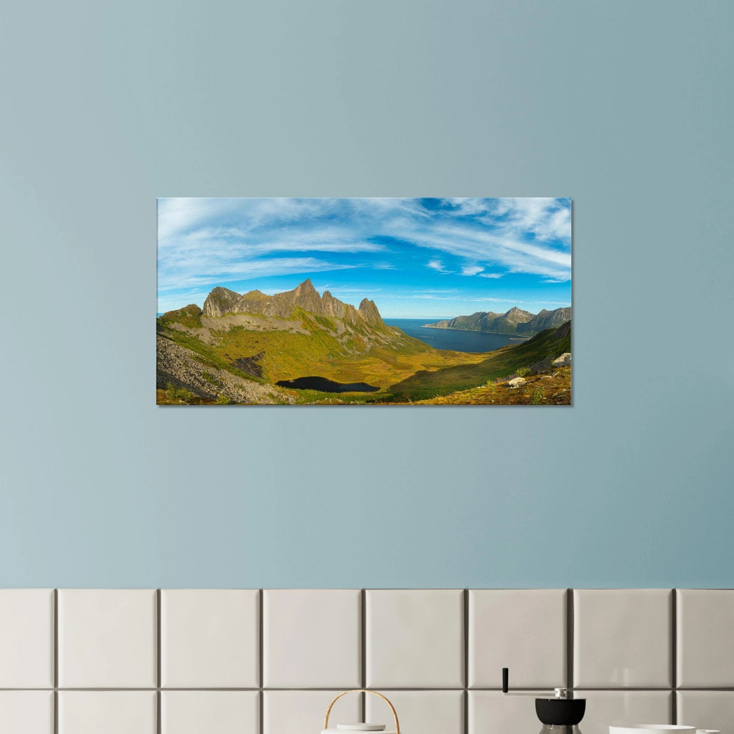 Panoramic view from Mount Hesten Senja Norway canvas print