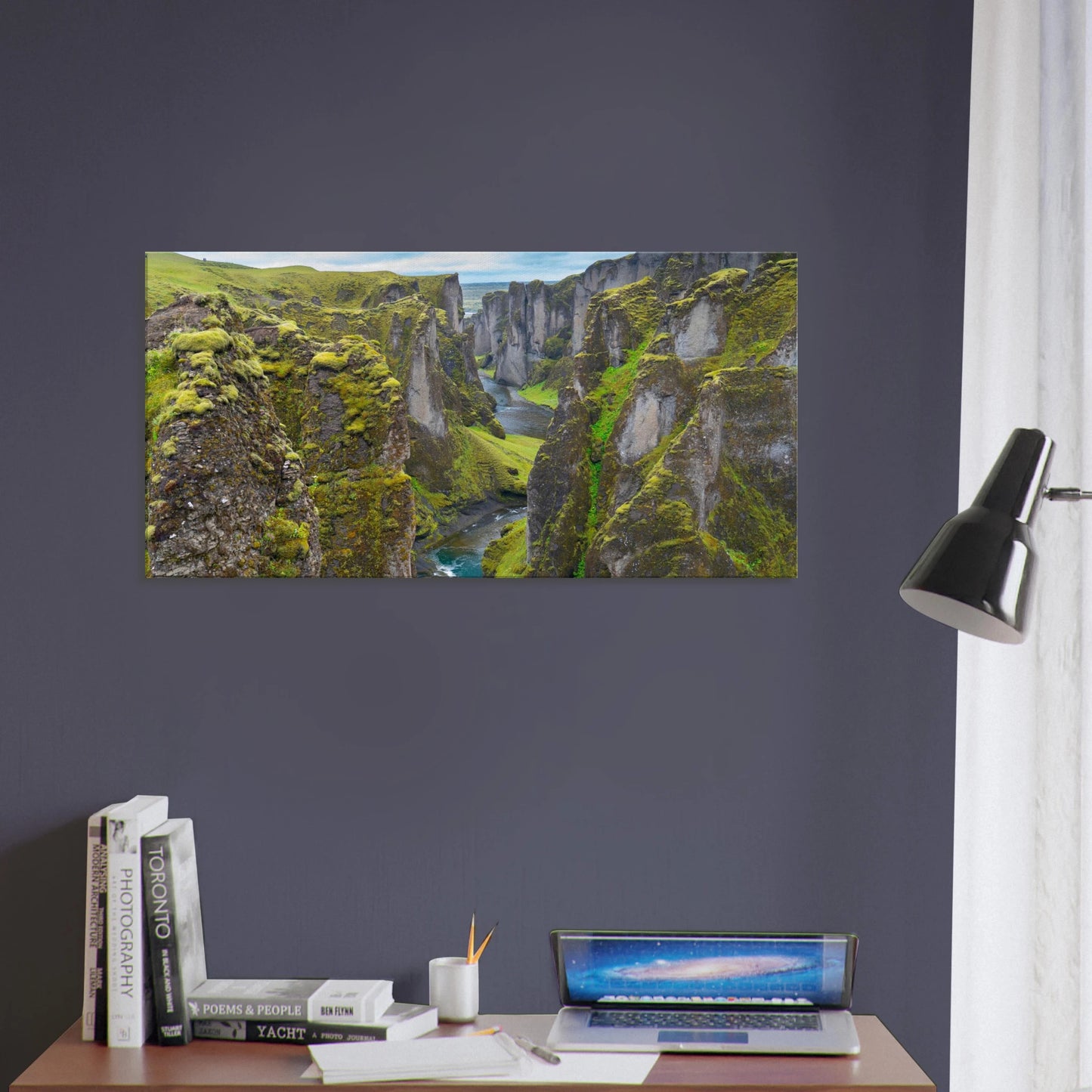 Fjadrargljufur Canyon Canvas Print – Iceland Green Gorge Wall Art